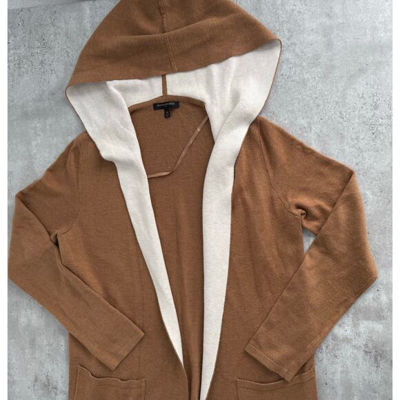Banana Republic hooded open front cardigan tan & cream color - Picture 3 of 8